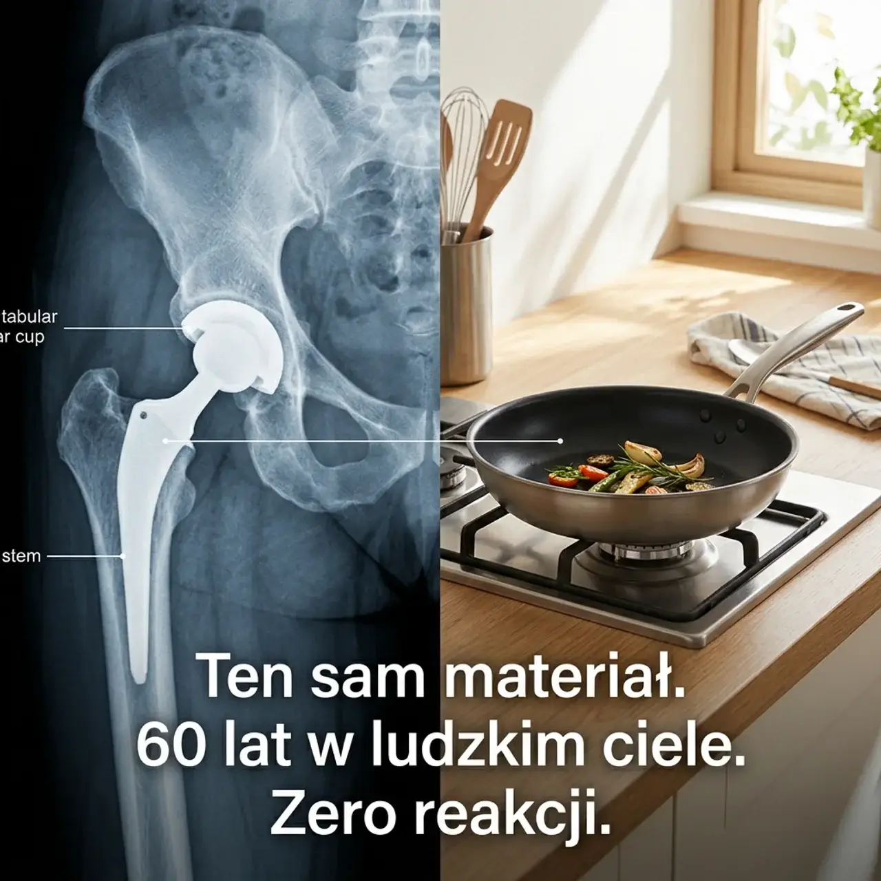 Implant tytanowy i patelnia