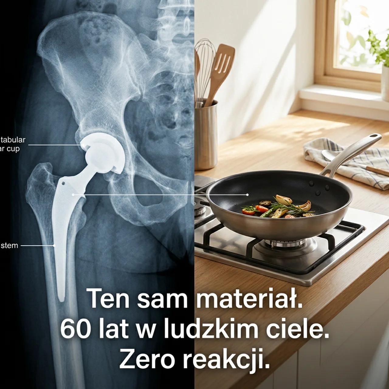 Implant biodra + patelnia tytanowa